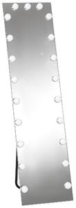 HOMCOM Specchio a Figura Intera 150x40 cm, Specchio da Terra RGB-LED con 21 Lampadine, 7 Tonalità, Interruttore Touch di Funzione Memoria | Aosom Italy