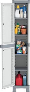 TERRY Armadio da Esterno / Balcone in Resina Antipioggia 1 anta 4 ripiani Dimensioni 35x44x181 cm colore Grigio - Wave