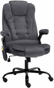 Sedia da ufficio grigio scuro con funzione massaggio: sedia ergonomica per scrivania con funzione massaggio e riscaldamento, poltrona direzionale in velluto, regolabile in altezza, con funzione reclinabile, ideale per ufficio e home office