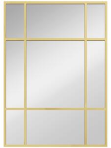 HOMCOM Specchio Rettangolare da Parete, Specchio a Finestra 70x50 cm con Cornice in Metallo, Specchio Decorativo per Soggiorno e Camera, Oro | Aosom Italy
