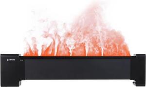 113 cm di lunghezza. Grande caminetto elettrico 2-in-1 con riscaldamento, caminetto elettrico con fiamma realistica, controllo touch LED da 2000W, timer da 24 ore. Modello: HC20222FUR