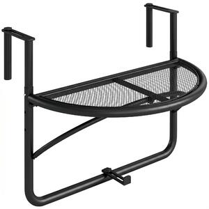Outsunny Tavolino da Appendere alla Ringhiera del Balcone, Regolabile in Altezza, Ferro, Nero, 60x45x50 cm|Aosom