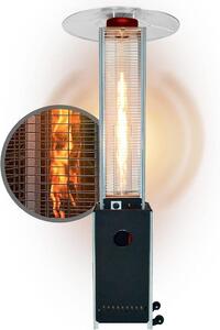 Gasheizer 12,5 kW Bellamente Cristal: Stufa a gas antracite con ruote per il trasporto, ideale per terrazze. Dotata di sistema di sicurezza anti-ribaltamento e spegnimento automatico. Riscaldatore da esterno per giardino e balcone