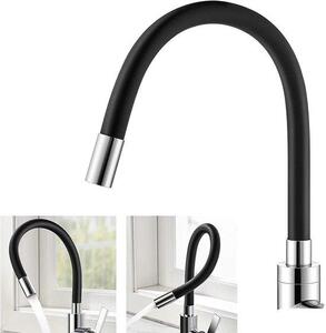 Rubinetto da cucina con lungo beccuccio – Rubinetto da cucina flessibile – Rotazione a 360 gradi – Miscelatore monocomando – Acciaio inossidabile – Per acqua calda e fredda
