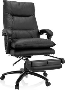 729439 Sedia da ufficio ergonomica, modello Relax CL 200, rivestita in ecopelle, con altezza regolabile, girevole e poggiapiedi estraibile, colore nero