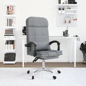 Sedia da ufficio ergonomica con funzione massaggio, colore grigio chiaro, rivestita in tessuto. Schienale e altezza regolabili, meccanismo girevole a 360 gradi, seduta imbottita traspirante, ideale per l'ufficio domestico e il lavoro