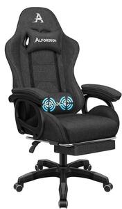 Sedia da gaming, sedia da computer, poltrona massaggiante. Capacità di carico: 180 kg. Regolabile. Sedia ergonomica per PC, girevole a 360°. Solo l'imballaggio è danneggiato. Tessuto in lino, colore grigio