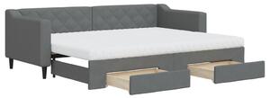 VidaXL Divano letto estraibile con cassetti Grigio scuro 80x200 cm Tessuto