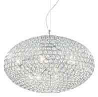 Ideal Lux Orion SP12 lampadario moderno per soggiorno in metallo cromato e cristallo E14 40W
