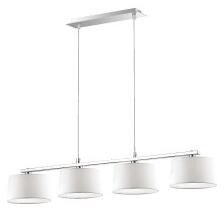 Ideal Lux Hilton SP4 Linear Bianco lampadario moderno a 4 luci con paralumi in tessuto G9