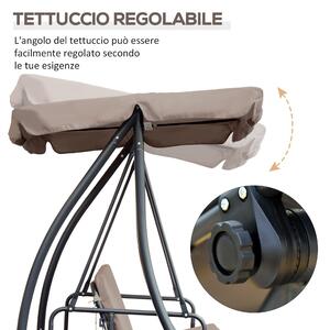Outsunny Dondolo Giardino 3 Posti Trasformabile in Letto con Parasole Regolabile Beige 200x125x170cm