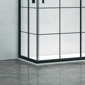 Box doccia 130x70 cm nero opaco con vetro a quadrati neri NICO-B1000 - KAMALU