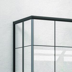 Box doccia 90x70 telaio nero opaco e vetro a quadrati neri NICO-B1000 - KAMALU