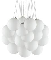Ideal Lux Mapa Plus SP22 lampadario moderno a sfera in vetro bianco soffiato e acidato E14 40W