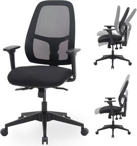 Sedia da ufficio fino a 150 kg con profondità e inclinazione del sedile regolabili - Sedia ergonomica multifunzionale e regolabile per scrivania, colore nero