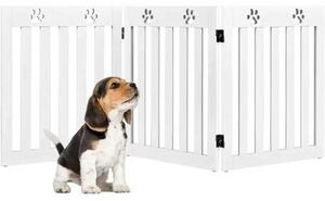 Porta per cani pieghevole, in tre parti, di colore bianco