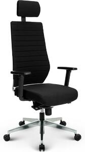 Sedia da ufficio ergonomica, modello Chefsessel V1301, rivestita in tessuto nero, con poggiatesta regolabile. Ideale per l'ufficio e lo smart working. Capacità di carico: 150 kg