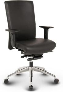 Sedia da ufficio ergonomica in vera pelle, modello Terox, colore nero. Ideale per l'ufficio e l'home office. Portata massima: 150 kg