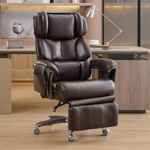 Sedia da ufficio ergonomica con funzione massaggio e poggiapiedi – poltrona da ufficio con riscaldamento, rivestita in ecopelle, schienale reclinabile (150°), girevole a 360°, portata fino a 150 kg – ideale per l'ufficio domestico e per l'ufficio