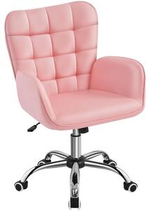 Sedia da ufficio ergonomica rosa con braccioli