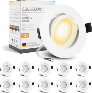 SSC-LUXon 10 pezzi VIONA LED mini faretto da incasso bianco piatto orientabile - faretto da incasso a soffitto bianco caldo, bianco neutro, bianco freddo