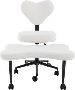 Sedia da meditazione con diverse posizioni di seduta, realizzata in Lana. Sedia da ufficio con 7 ruote, ergonomica, con capacità di carico di 150 kg. Sedile e poggiapiedi girevoli a 360°, schienale e altezza del sedile regolabili (bianco)