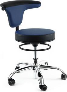 Sedia girevole, sedia per insegnanti, sedia ergonomica, rivestita in ecopelle, disponibile in diversi colori, girevole a 360 gradi, regolabile in altezza, dotata di rotelle (blu, altezza 47-60 cm)