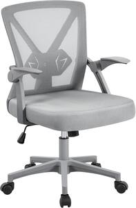 Sedia da ufficio - Ergonomica - Sedia da ufficio in mesh con braccioli pieghevoli - Sedia girevole con supporto lombare regolabile