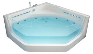 HOME DELUXE - Vasca idromassaggio - PACIFICO bianco con terapia della luce e massaggio - dimensioni 150 x 150 x 55 cm I Vasca d'angolo, vasca interna, 2 persone