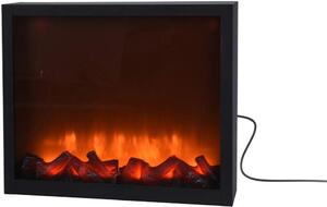 Caminetto elettrico Vilde | caminetto a legna con effetto fiamma a LED elettrico con alloggiamento in metallo nero 41x25 cm
