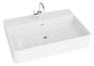 LAVITA - Mobile lavabo da appoggio Altaya | Lavabo da appoggio rettangolare | Lavabo con troppofilo e foro per rubinetto | Realizzato in porcellana di alta qualità | Mobile lavabo | 61x42x12,5 cm | Bianco lucido
