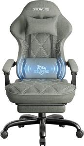 Sedia da gaming con funzione massaggio, sedia da ufficio traspirante con rivestimento in tessuto | Sedia da gaming ergonomica con poggiapiedi, supporto lombare e seduta imbottita, fresca in estate, ideale per il gaming e l'ufficio, colore verde