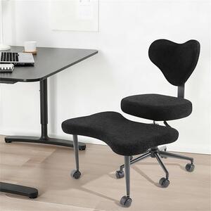 Sedia da meditazione con diverse posizioni di seduta, realizzata in Lana. Sedia da ufficio con 7 rotelle, ergonomica, con capacità di carico di 150 kg. Sedile e poggiapiedi girevoli a 360°, schienale e altezza del sedile regolabili (nera)