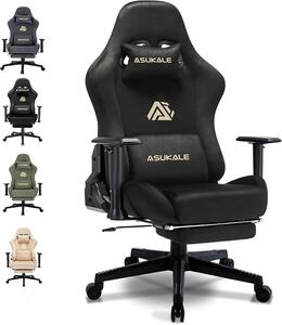 Sedia da gaming, sedia da ufficio traspirante ed ergonomica realizzata in tessuto di alta qualità, sedia per PC con supporto lombare massaggiante, sedia da scrivania regolabile e girevole con poggiapiedi, colore nero