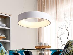 Lampada a sospensione in acciaio bianco con luci a LED integrate ad anello di forma rotonda a sospensione con illuminazione glamour moderna Beliani