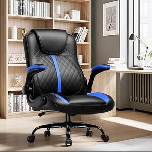 Sedia da gaming con braccioli reclinabili, sedia da gaming con funzione oscillante, sedia da gaming ergonomica per computer con imbottitura in schiuma ad alta densità (blu)