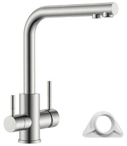 Rubinetto da cucina a tre vie con filtro dell'acqua e due maniglie