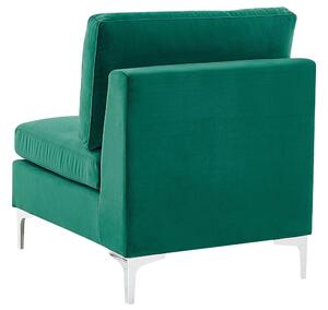Modulo divano a 1 posto in velluto verde Gambe in metallo argento Stile glamour Beliani