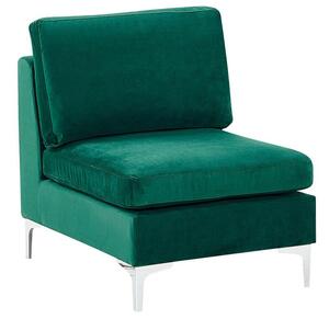 Modulo divano a 1 posto in velluto verde Gambe in metallo argento Stile glamour Beliani