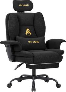 Sedia da gaming, poltrona da ufficio, sedia ergonomica, scrivania in vintage con poggiapiedi, sedia da ufficio regolabile in altezza, sedia da computer, portata 130 kg, colore nero
