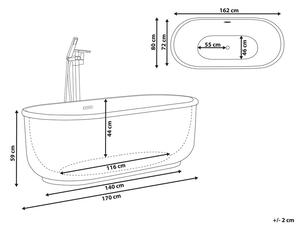 Vasca da bagno autoportante argento lucido sanitario acrilico singolo ovale moderno design minimalista Beliani