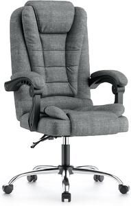 Sedia ergonomica da ufficio, sedia da scrivania, sedia per computer con schienale alto, braccioli imbottiti e regolazione dell'altezza, funzione di inclinazione, sedia girevole, sedia reclinabile, colore grigio scuro