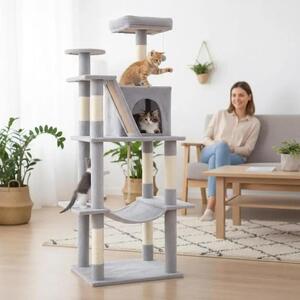 Albero per gatti da interno, altezza 158 cm, con diverse piattaforme e amaca