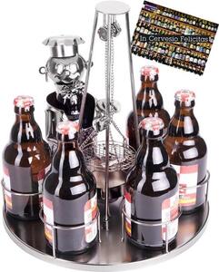 Griglia metallica per 6 bottiglie - 30 cm - Ideale per il barbecue - Regalo per gli appassionati di barbecue - Adatta per griglie a rotazione