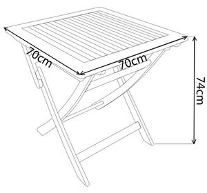 SOLEA - tavolino da giardino pieghevole in legno massiccio di acacia 70x70