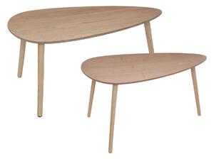 Set di 2 tavolini Mileo L in legno naturale