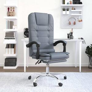 Sedia da ufficio con funzione massaggio, color grigio scuro, in velluto, con altezza regolabile, girevole, sedia ergonomica per ufficio con schienale, dotata di rotelle, ideale per l'ufficio domestico e l'ambiente di lavoro