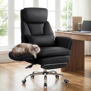 Sedia da ufficio, poltrona direzionale, ergonomica, sedia da gaming con braccioli regolabili in 5 posizioni e poggiapiedi, sedia da scrivania in ecopelle con schienale regolabile fino a 135° e supporto lombare, colore nero