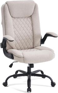 Sedia da ufficio - Sedia da ufficio ergonomica con braccioli imbottiti - Pieghevole - Altezza regolabile - Portata massima: 150 kg (Beige)