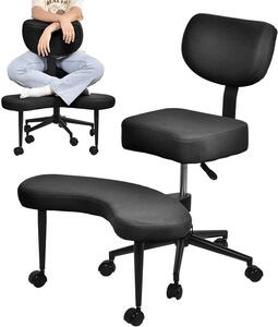 Sedia da ufficio con tessuto a rete traspirante, regolabile in altezza da 47 a 59 cm, schienale inclinabile, capacità di carico 136 kg, ideale per l'ufficio e la meditazione, colore nero